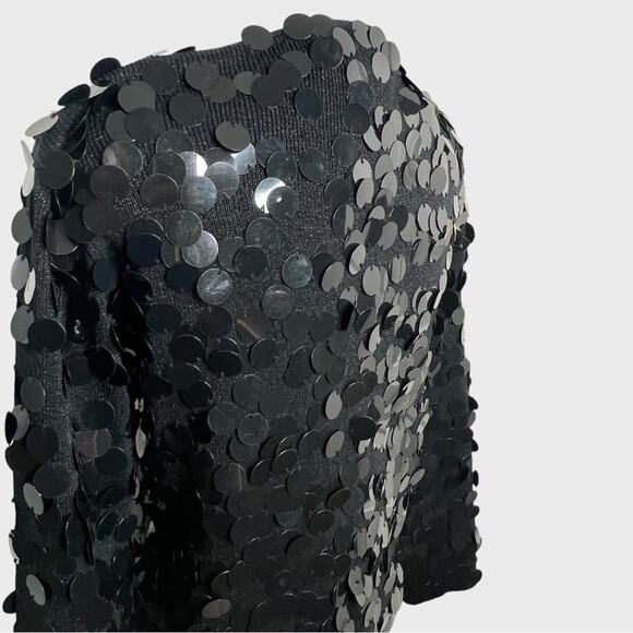 Joseph A Black Silk Bangle Sequin Cardigan S Petite NYE Party Retro Whimsical - Picture 4 of 10